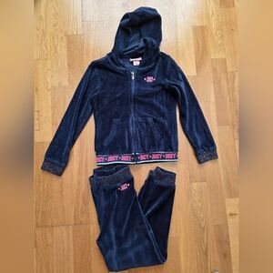 Juicy Couture Dark Blue Velour Set with Pink Accents